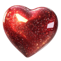Glittering red heart with a glossy surface symbolizes deep love and passion png