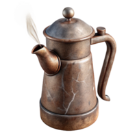 impressive rustic Coffee Pot Isolated with Steam professional png