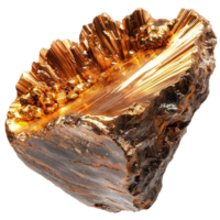 Large golden crystal with jagged edges showcases the beauty of raw minerals and geology png