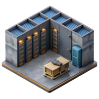 stunning rustic Data Center Server Room Isometric View Cutout high resolution png