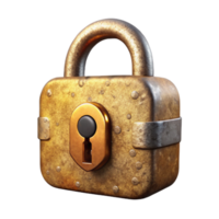 magnificent creative Data Encryption Lock Icon Gold Isolated Image 4K png