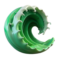 serene minimalist Dynamic Green Wave Crest Cutout with Breaking Motion authentic png