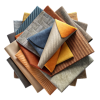 serene minimalist Fabric Swatches with Various Textures Isolated premium png