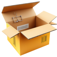 Cardboard box with open flaps for packing png