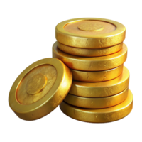wonderful rustic Gold Coins Stack Side View Isolated Element high quality png
