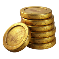 serene minimalist Gold Coin Stack Perspective View Isolated high resolution png