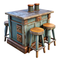 impressive abstract Kitchen Island with Stools Isolated detailed png