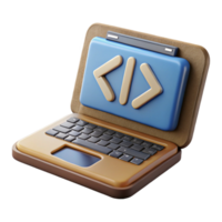 wonderful creative Laptop with Code on Screen Side View Cutout high resolution png
