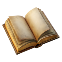 dramatic rustic Open Book with Blank Pages Isolated on Transparent Background exclusive png