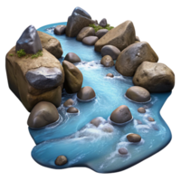 wonderful rustic River Stream with Rocks and Water Transparent Background authentic png