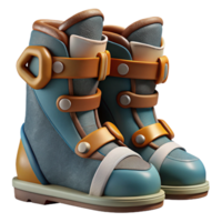 stunning rustic Ski Boots Side View Isolated Element 4K png