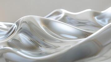 Abstract Liquid Metal Waves with Smooth Flow in 3D Rendering photo