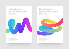 Template with wavy gradient shapes for events, companies or business. Colorful squiggles gradient lines design for flyer, poster, cover, banner or background. Set of illustrations. vector
