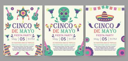 Set of Cinco de mayo invitation design template. vector