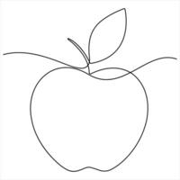 Single continuous line drawing of apple fruit Minimalist style apple fruit line art outline design illustration vector
