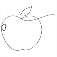 Single continuous line drawing of apple fruit Minimalist style vector