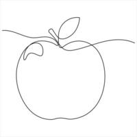 Single continuous line drawing of apple fruit Minimalist style apple fruit line art design illustration vector