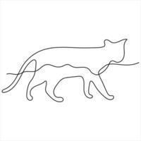 Oneline cute cat continuous single line art vector