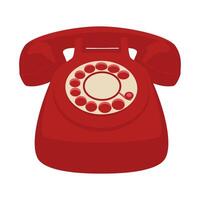 Classic red rotary dial telephone with vintage retro design for communication concept vector