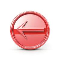 A shiny red circular left arrow symbol with a 3D effect, ideal for navigational or directional themes. photo