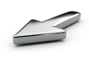 A sleek, metallic downward arrow highlighting direction and movement. photo