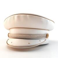 Elegant white military officer's cap with intricate detailing, exuding sophistication and authority. photo