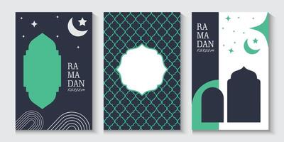 ramdan kareem poster banners set with arabic design and copy space vector