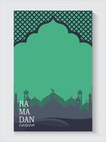 ramadan kareem greeting card template on green color vector