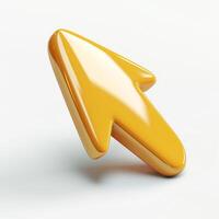 A glossy yellow arrow cursor symbol representing digital navigation and user interface. photo