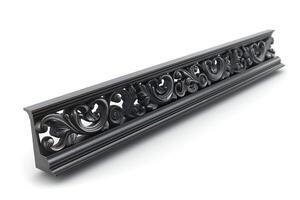 Intricate black decorative molding featuring ornate floral patterns and a vintage design. photo