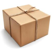 A neatly wrapped brown cardboard box tied with twine, symbolizing delivery and anticipation. photo