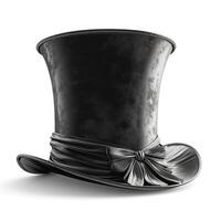 Elegant black top hat with a stylish ribbon, perfect for formal occasions or theatrical performances. photo