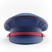 A detailed blue police cap with a red band, symbolizing authority and service. photo