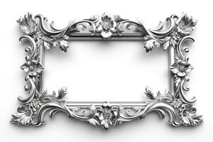 Elegant ornate silver frame with floral designs, perfect for displaying artwork or photos. photo