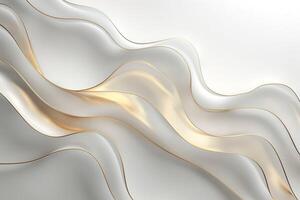 Abstract flow of transparent waves with golden accents, creating a serene and elegant atmosphere. photo
