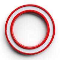 A vibrant red and white circular design featuring two concentric rings, creating a modern and artistic composition. photo