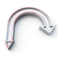 A sleek metallic U-turn sign with arrows indicating a change in direction. photo