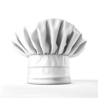 A classic white chef's hat displayed on a clean background, symbolizing culinary artistry and professionalism. photo