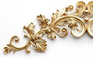 Intricate golden floral design featuring elegant curves and swirling patterns. photo