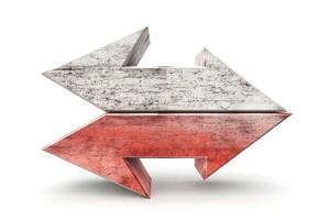 Stylized 3D arrows in contrasting colors symbolizing exchange or transition. photo