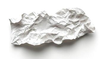 Crumpled white paper on a clean surface, showcasing texture and shadow play. photo