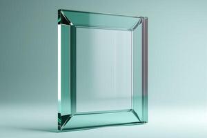 Elegant abstract glass frame reflecting light in soft pastel tones. photo
