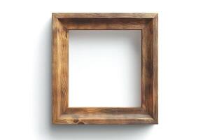 A rustic wooden frame against a clean, white background, ideal for displaying artwork or photographs. photo