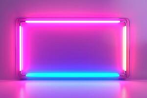 Vibrant abstract neon light frame with pink and blue colors, creating an energetic and modern atmosphere. photo