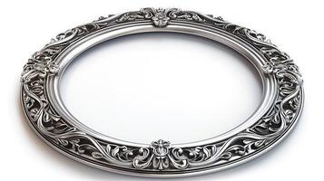 An ornate silver picture frame with intricate floral designs, perfect for showcasing cherished memories. photo