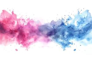 Abstract watercolor composition in pink and blue hues, creating a vibrant and fluid design. photo