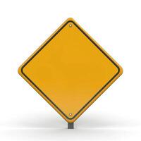An empty yellow diamond-shaped sign, symbolizing caution and attention in road safety. photo