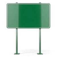 A blank green road sign on sturdy metal poles, symbolizing potential directions and opportunities. photo