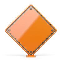 An empty orange caution sign on a white background, ready for custom messaging. photo