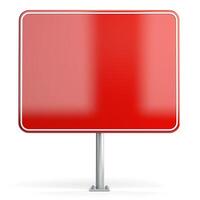 A blank red sign on a silver post, ready for customization or messaging. photo